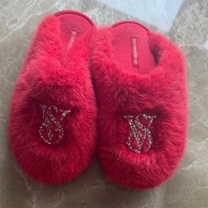 Victoria's Secret Red Fuzzy Slippers